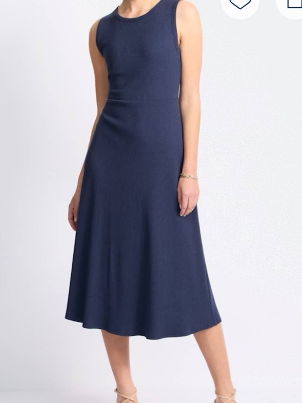 NWT Sugarlips Sugar Crew Navy Ribbed Sleeveless A-Line Midi Dress. XL. - Picture 4 of 4